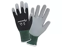 101-6080-M, Anchor GLV Gray PU PALMDIP BLK 13 GA NYL MED