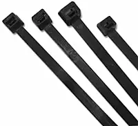 UV Stabilized Cable Ties, 30 lb Tensile Strength, 5.7 in L, Black, 100 EA/BG