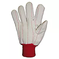 Heavy Canvas Gloves, White/Red, Large, 12 Pairs