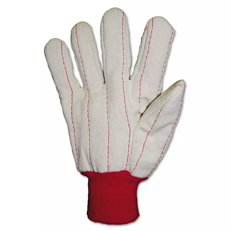 Heavy Canvas Gloves, White/Red, Large, 12 Pairs