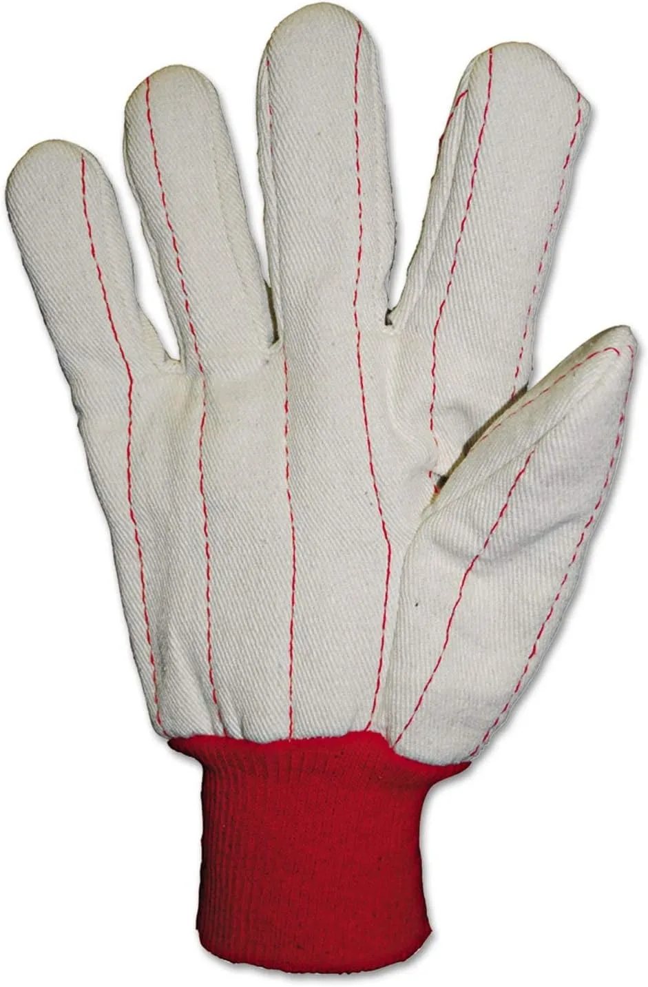 Heavy Canvas Gloves, White/Red, Large, 12 Pairs