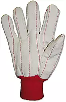 Heavy Canvas Gloves, White/Red, Large, 12 Pairs