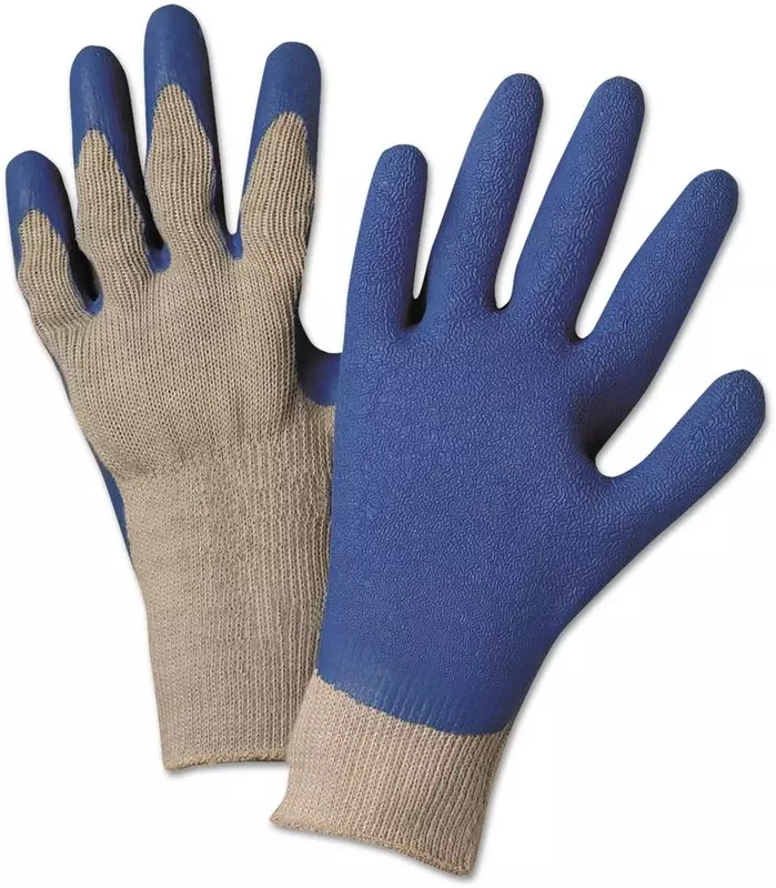 Latex Coated Gloves 6030, Gray/Blue, Small, 12 Pairs