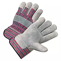 Anchor Brand 2000 Series Leather Palm Gloves, Gray/Red, 12 Pairs
