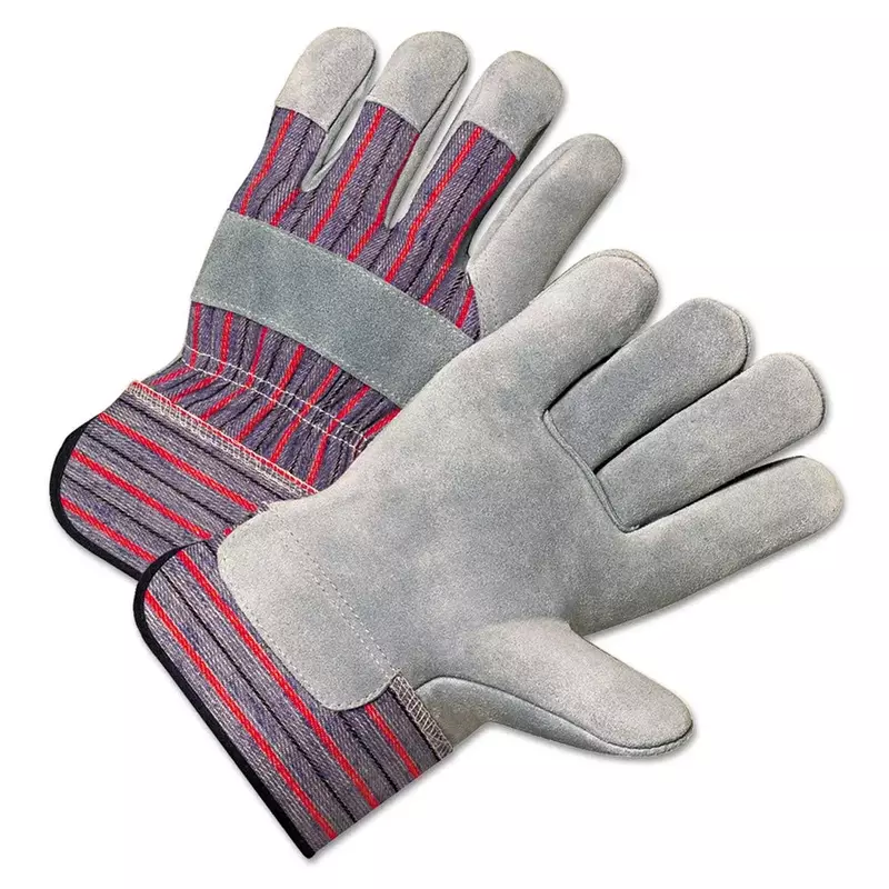 Anchor Brand 2000 Series Leather Palm Gloves, Gray/Red, 12 Pairs