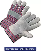 Anchor Brand 2000 Series Leather Palm Gloves, Gray/Red, 12 Pairs