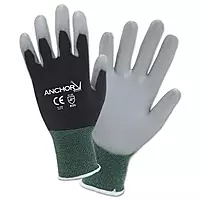 ANCHOR GLV GRAY PU PALMDIP BLCK 13 GA NYL XS