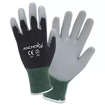 ANCHOR GLV GRAY PU PALMDIP BLCK 13 GA NYL XS