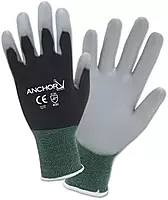 ANCHOR GLV GRAY PU PALMDIP BLCK 13 GA NYL XS