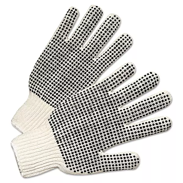 PVC Dot String Knit Gloves - regular weight string knit glove black pv