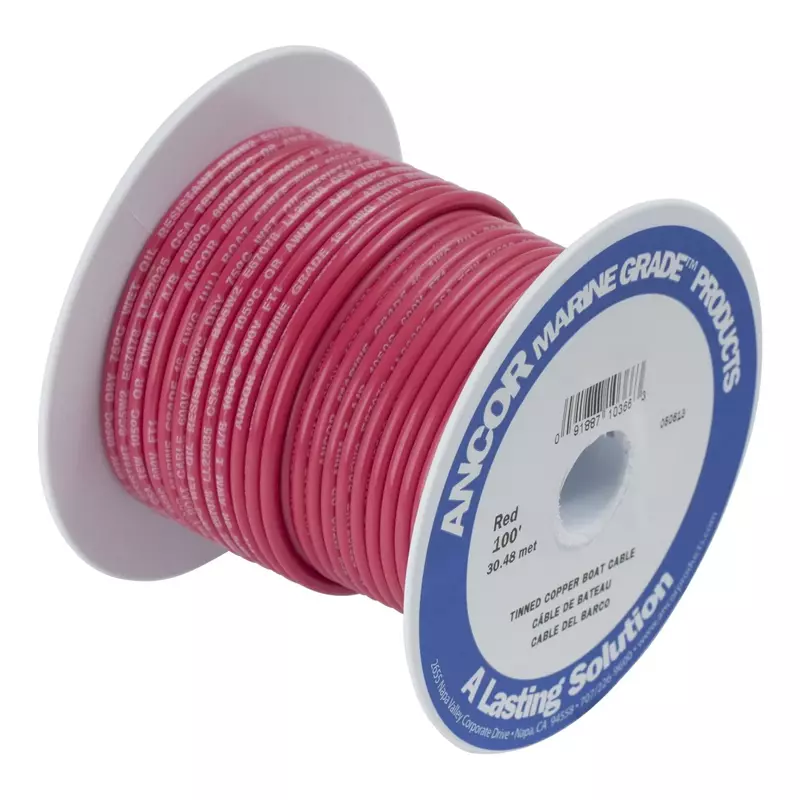 Ancor 102825 Marine Grade Electrical Primary Tinned Copper Boat Wiring (16-Gauge, Red, 250-Feet)