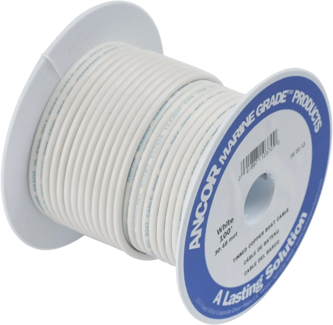 Ancor 102925 Marine Grade Electrical Primary Tinned Copper Boat Wiring (16-Gauge, White, 250-Feet)