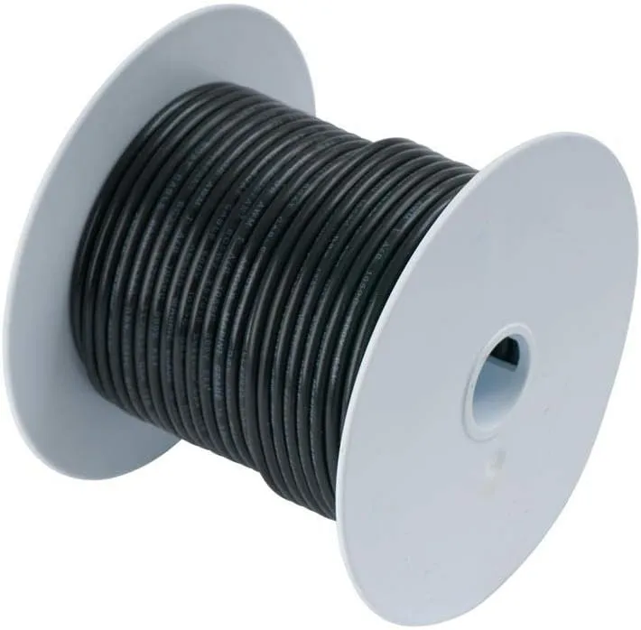 Ancor 106025 Marine Grade Electrical Primary Tinned Copper Boat Wiring (12-Gauge, Black, 250-Feet)