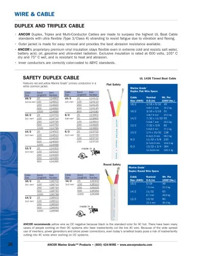 ANCOR Marine Duplex & Triplex Cable, Tinned Copper, 600V