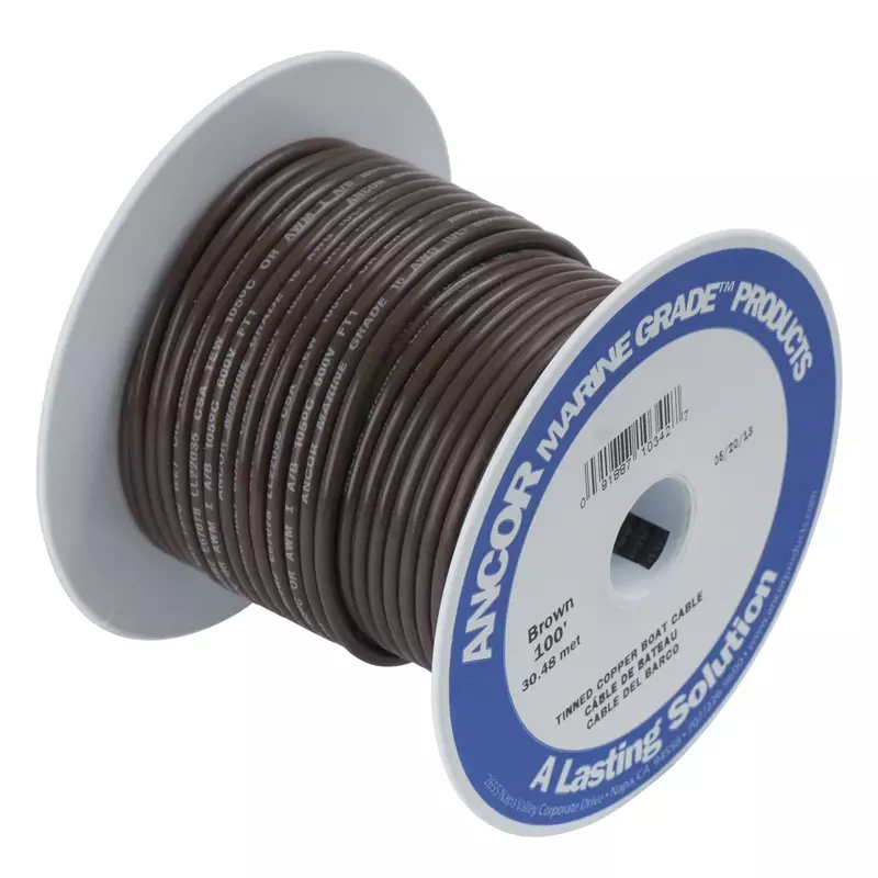 Ancor 106210 Marine Grade Electrical Primary Tinned Copper Boat Wiring (12-Gauge, Brown, 100-Feet)