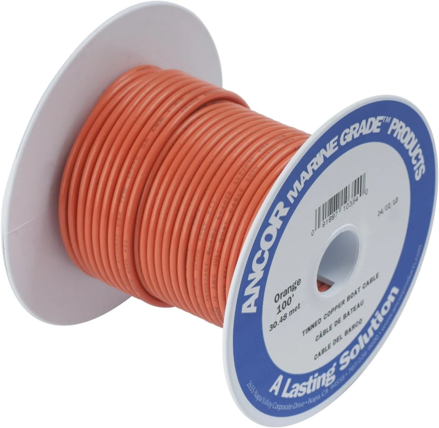 Ancor 104510 Marine Grade Electrical Primary Tinned Copper Boat Wiring (14-Gauge, Orange, 100-Feet)