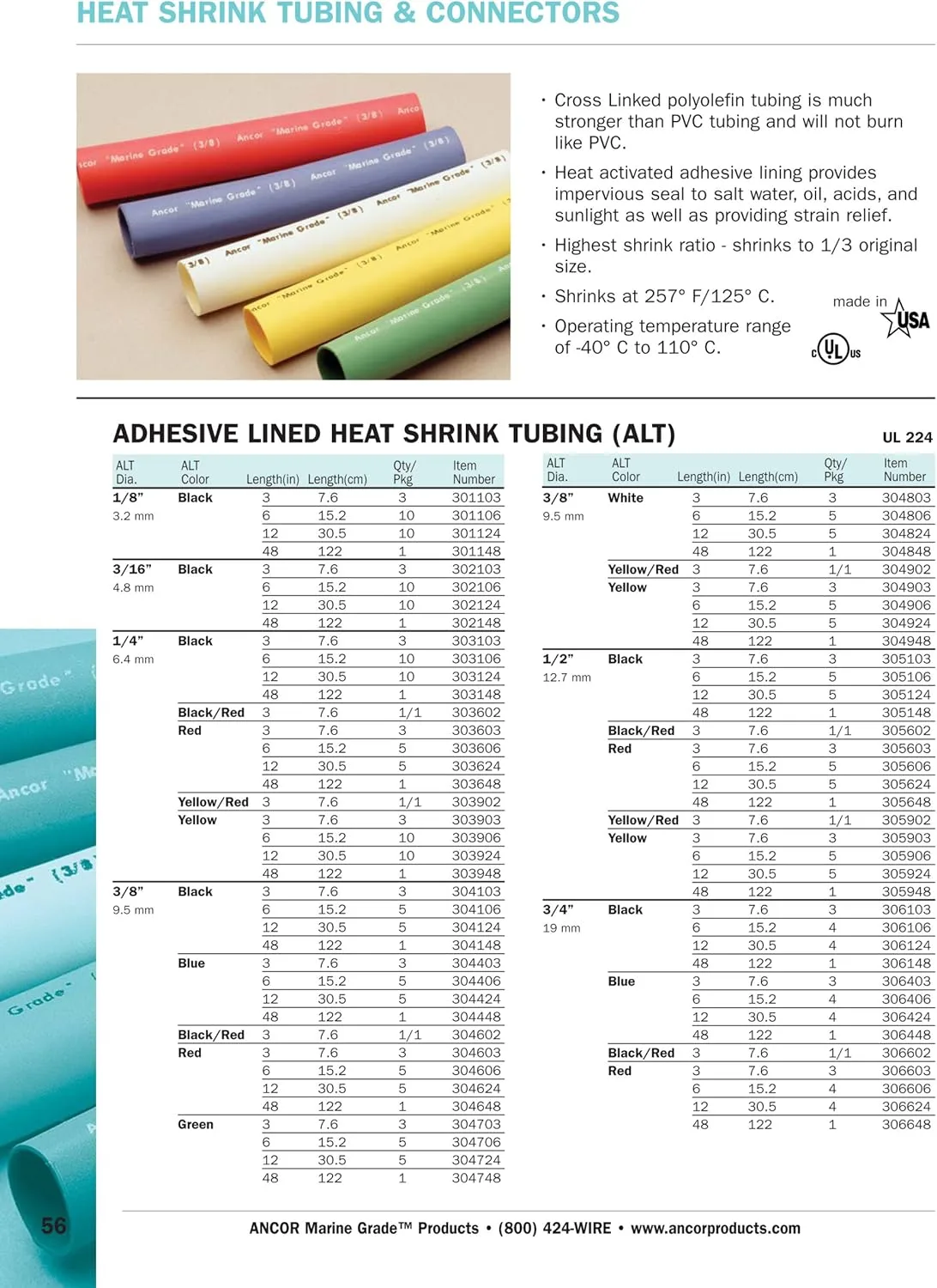 Ancor Marine Grade Electrical Adhesive Lined Heat Shrink Tubing