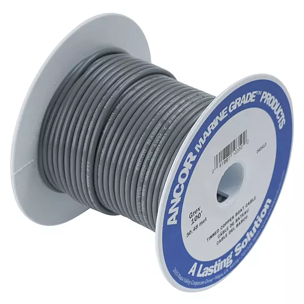 Ancor 104410 Marine Grade Electrical Primary Tinned Copper Boat Wiring (14-Gauge, Grey, 100-Feet)