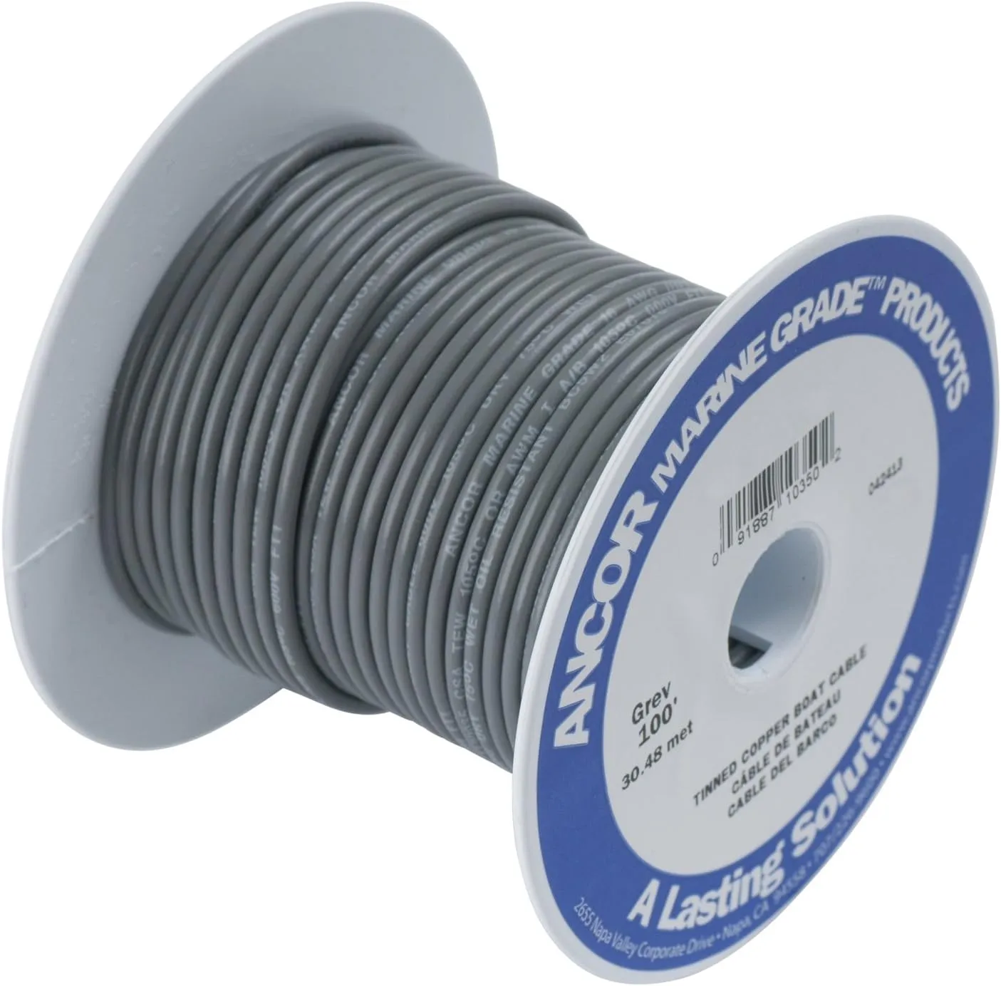 Ancor 104410 Marine Grade Electrical Primary Tinned Copper Boat Wiring (14-Gauge, Grey, 100-Feet)