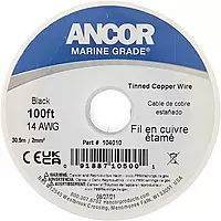Ancor 104010 Tinned Copper Wire, 14 AWG (2mm2), Black - 100ft