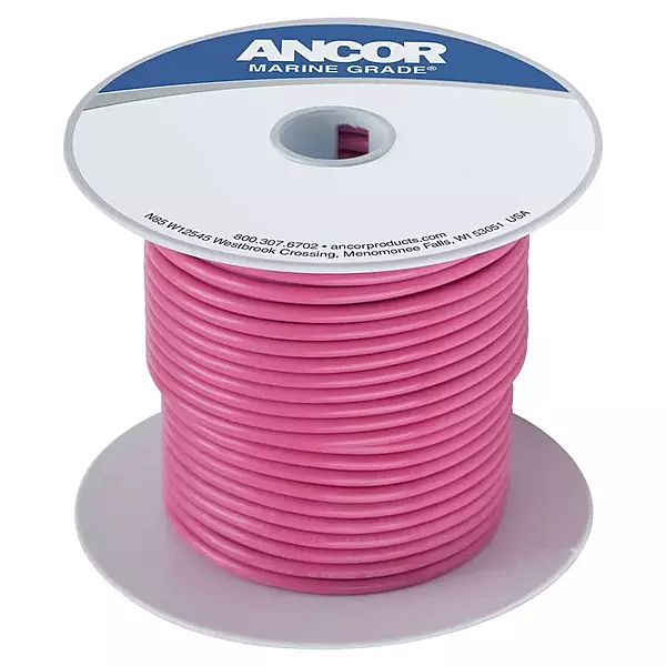 Ancor 104610 Marine Grade Electrical Primary Tinned Copper Boat Wiring (14-Gauge, Pink, 100-Feet)