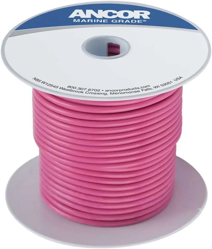 Ancor 104610 Marine Grade Electrical Primary Tinned Copper Boat Wiring (14-Gauge, Pink, 100-Feet)