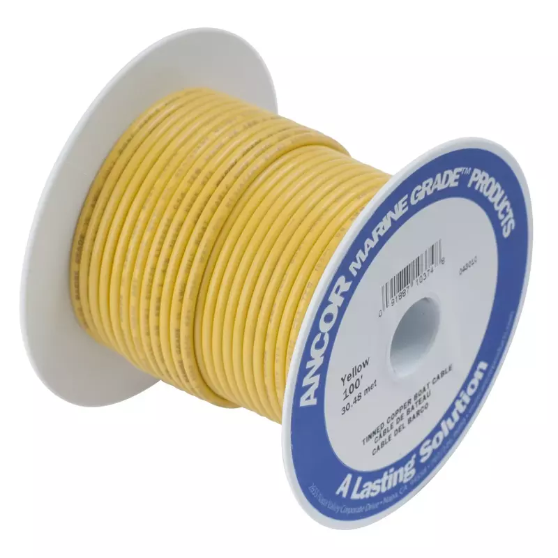 Ancor 105010 Tinned Copper Wire, 14 AWG (2mm2), Yellow - 100ft