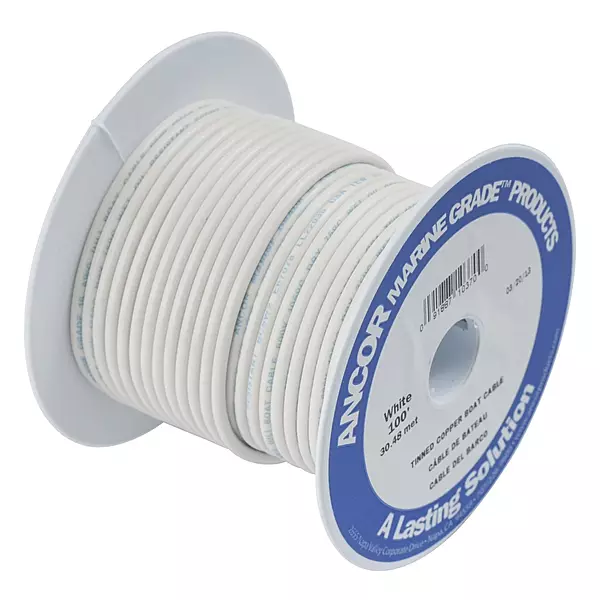 Ancor 104910 Tinned Copper Wire, 14 AWG (2mm2), White - 100ft