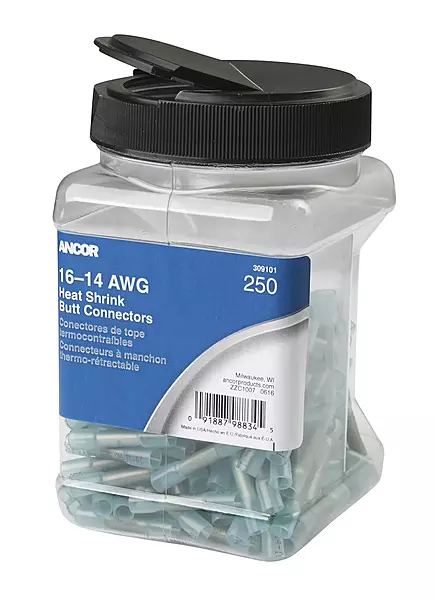 Ancor 16-14 AWG Heat Shrink Butt Connector - 250-Pieces - Jar