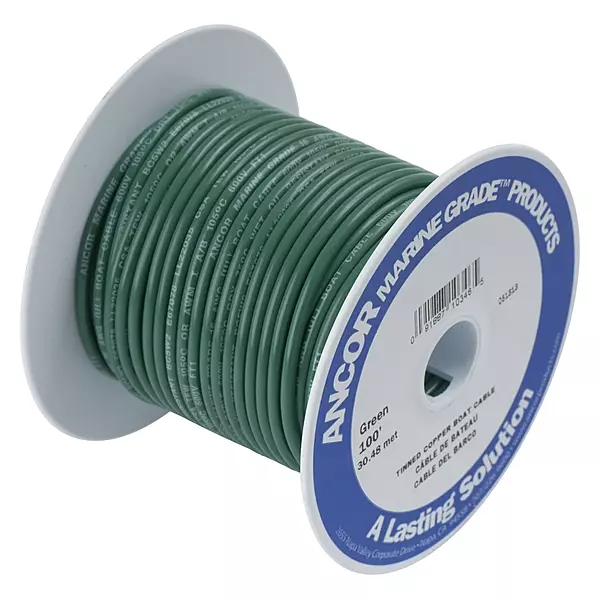 Ancor 100310 Marine Grade Electrical Primary Tinned Copper Boat Wiring (18-Gauge, Green, 100-Feet)