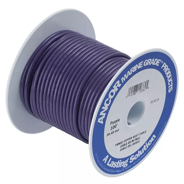 Ancor 100710 Marine Grade Electrical Primary Tinned Copper Boat Wiring (18-Gauge, Purple, 100-Feet)