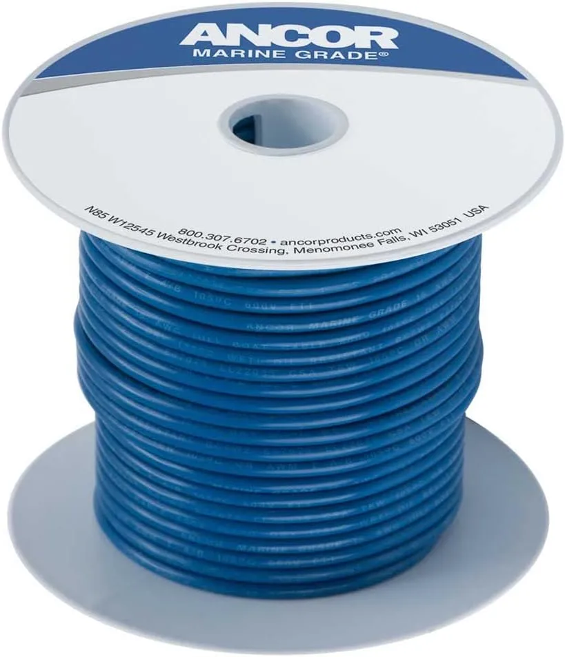 Ancor 100110 Marine Grade Electrical Primary Tinned Copper Boat Wiring (18-Gauge, Dark Blue, 100-Feet)