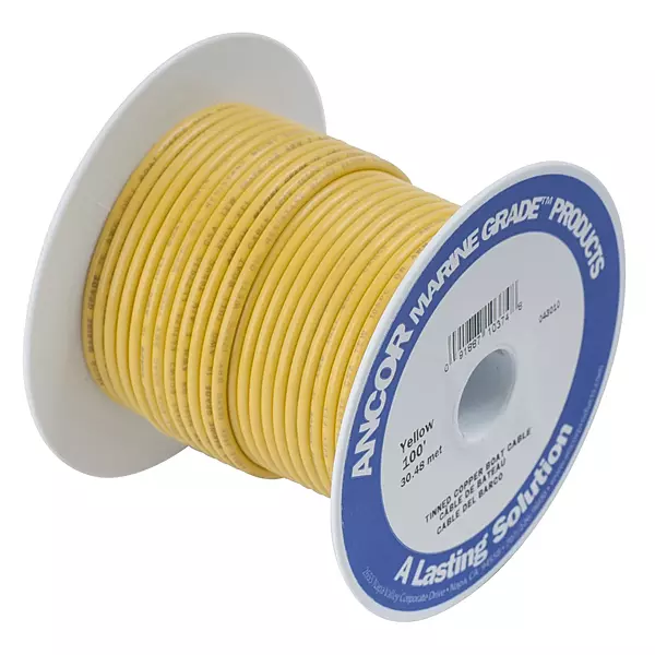 Ancor 101010 Marine Grade Electrical Primary Tinned Copper Boat Wiring (18-Gauge, Yellow, 100-Feet)