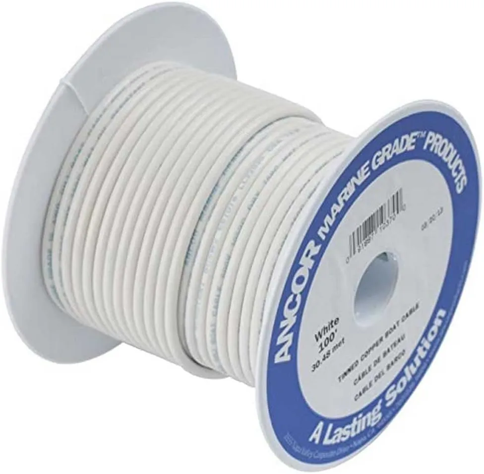 Ancor 100910 Tinned Copper Wire, 18 AWG (0.8mm2), White - 100ft