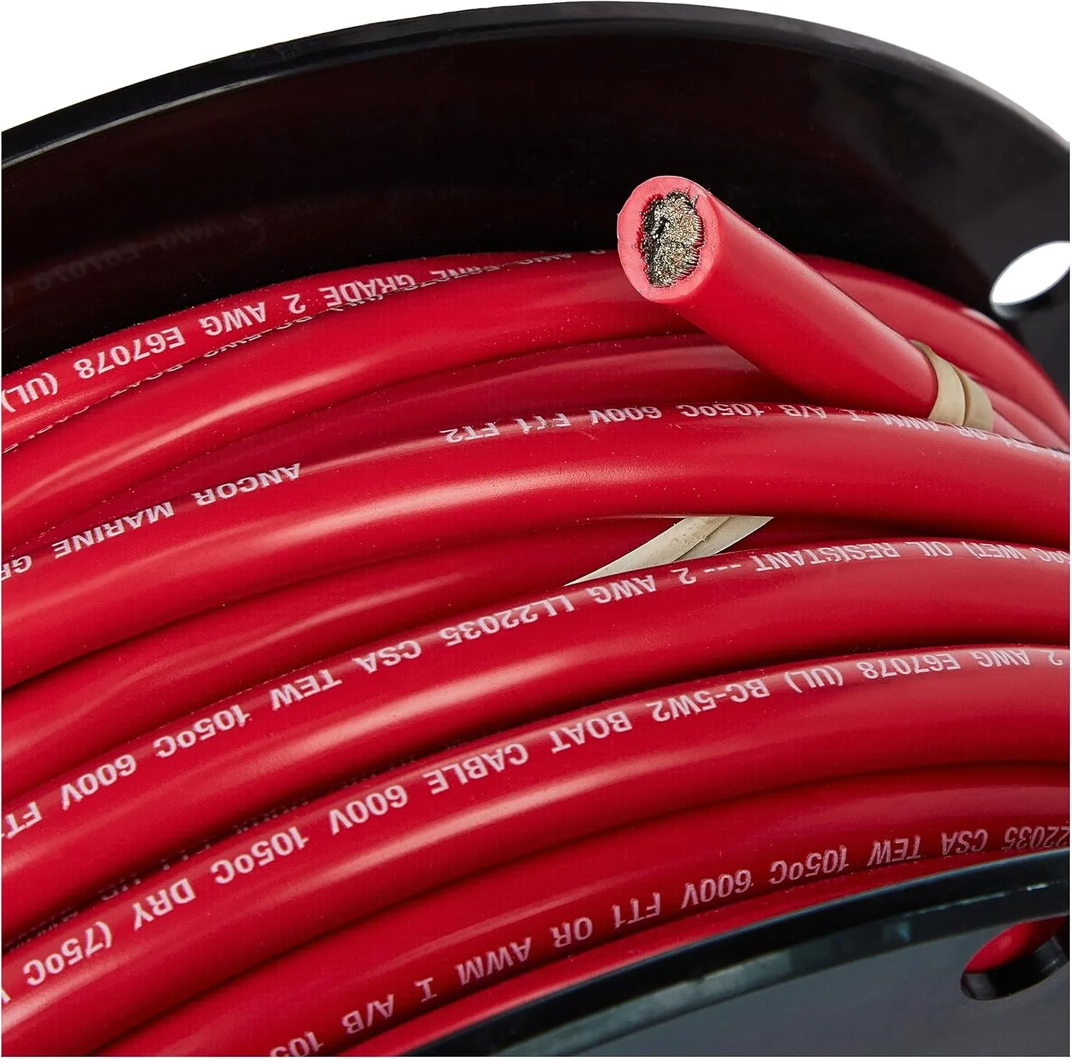 Ancor 114510 Tinned Copper Battery Cable, 2 AWG (32mm2), Red - 100ft