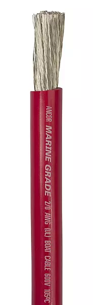Ancor 117502 Tinned Copper Battery Cable, 2/0 AWG (62mm2), Red - 25ft