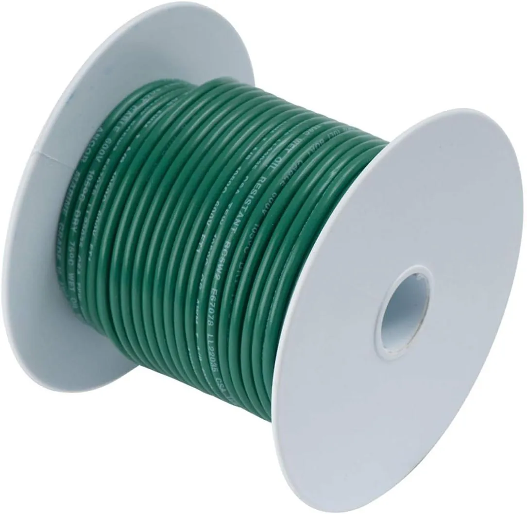 Ancor 112305 Marine Grade Electrical Tinned Copper Battery Cable (6-Gauge, Green, 50-Feet)