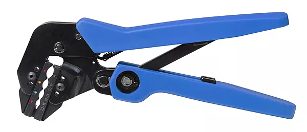 Ancor Marine Grade Products 703015 Angled Single Crimp Ratcheting Crimper - 22 AWG to 8 AWG, Blue/Black