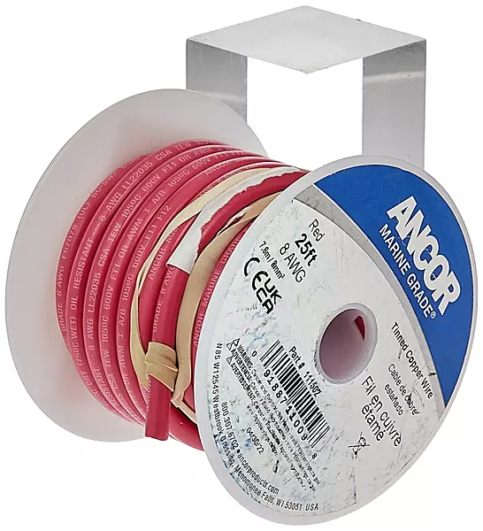 Ancor 111525 Marine Grade Electrical Tinned Copper Battery Cable (8-Gauge, Red, 250-Feet)