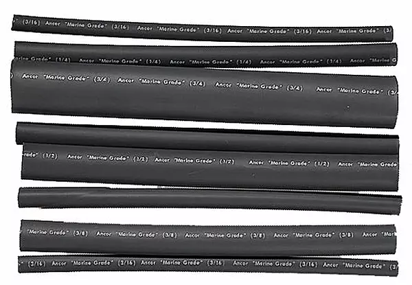 Ancor 301506 Marine Grade Electrical Adhesive Lined Heat Shrink Tubing Kit (3/16 to 3/4-Inch Diameter, 6-Inches Long, Black