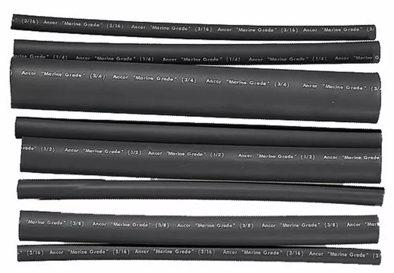Ancor 301506 Marine Grade Electrical Adhesive Lined Heat Shrink Tubing Kit (3/16 to 3/4-Inch Diameter, 6-Inches Long, Black