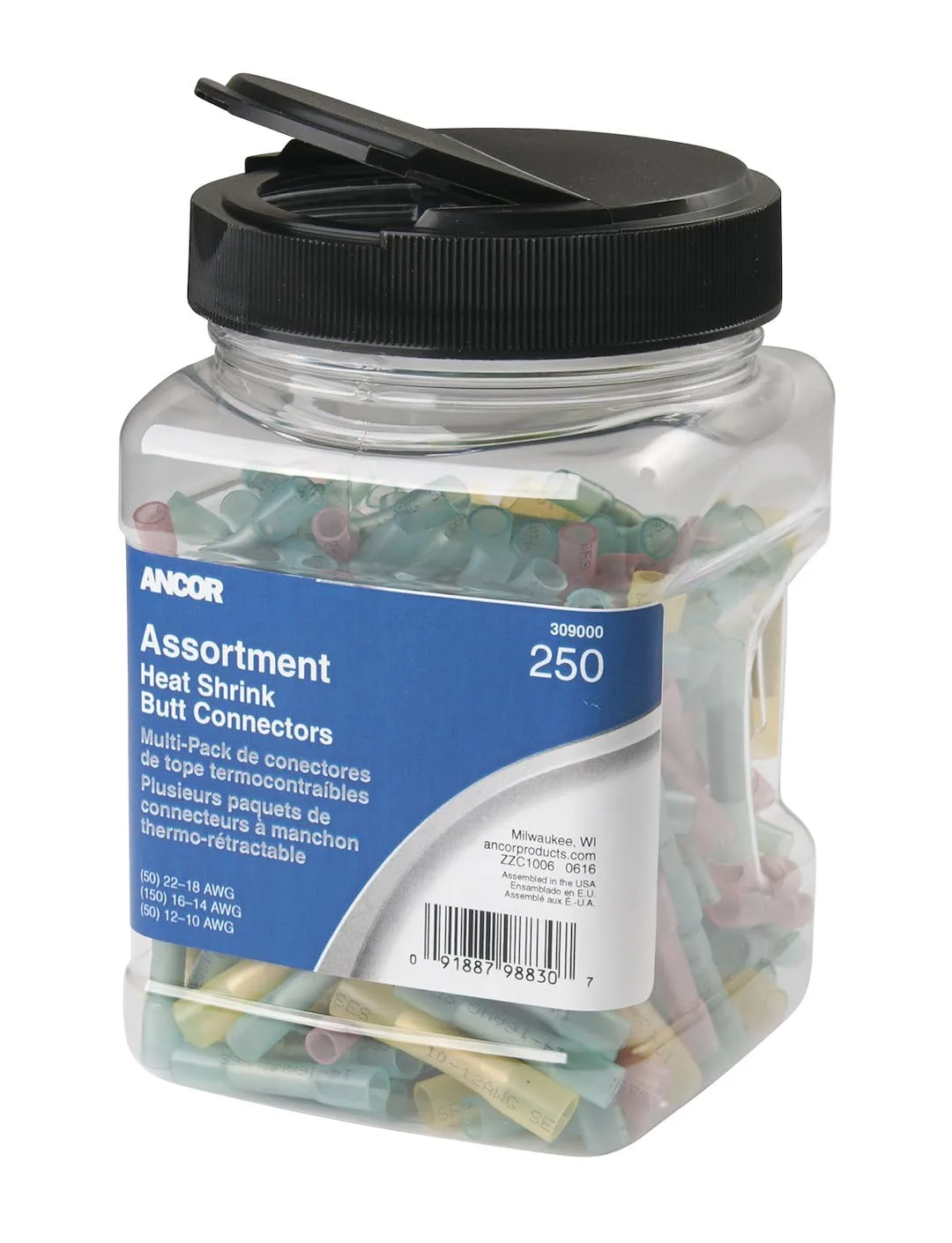 Ancor Heat Shrink Butt Connector Multi-Pack - 250-Piece - Jar