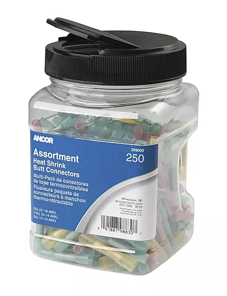 Ancor Heat Shrink Butt Connector Multi-Pack - 250-Piece - Jar