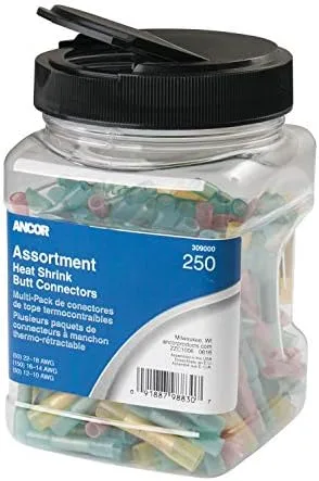 Ancor Heat Shrink Butt Connector Multi-Pack - 250-Piece - Jar