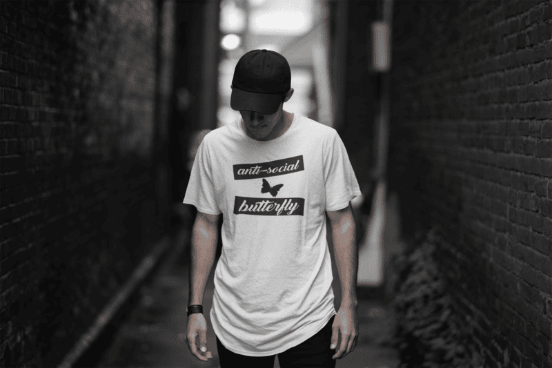 Anti-Social Butterfly White BELLA + CANVAS Unisex T-shirt