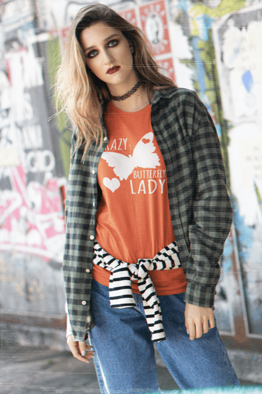 Crazy Butterfly Lady Graphic Tee