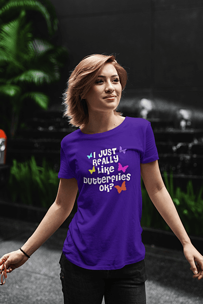 I Just Really Like Butterflies Ok Team Purple BELLA + CANVAS Unisex T-shirt