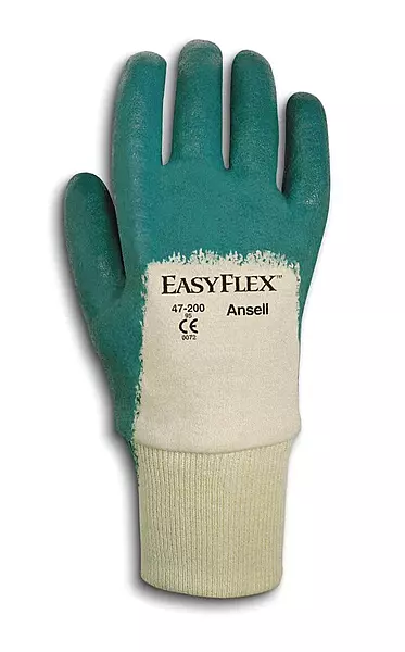 Ansell 103449 Easy Flex 47-200 Green Nitrile Coated Gloves, 0.38" Height, 10" Length, 4.5" Wide, Size 9, Teal (Pack of 12)