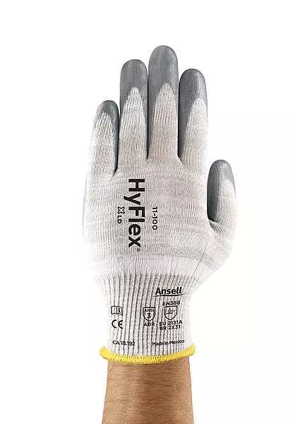 HYFLEX 11-100 Cut-Resistant Foam Nitrile Coated Nylon Gloves withTouchscreen Compatibility for Auto - Grey (1 Pair)