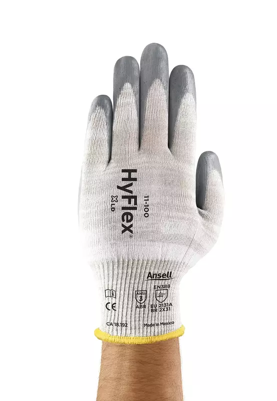 HYFLEX 11-100 Cut-Resistant Foam Nitrile Coated Nylon Gloves withTouchscreen Compatibility for Auto - Grey (1 Pair)
